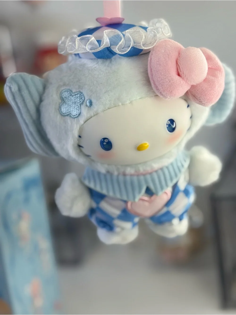 Sanrio Hello Kitty Blue, Pink & White Plush charm Accessory